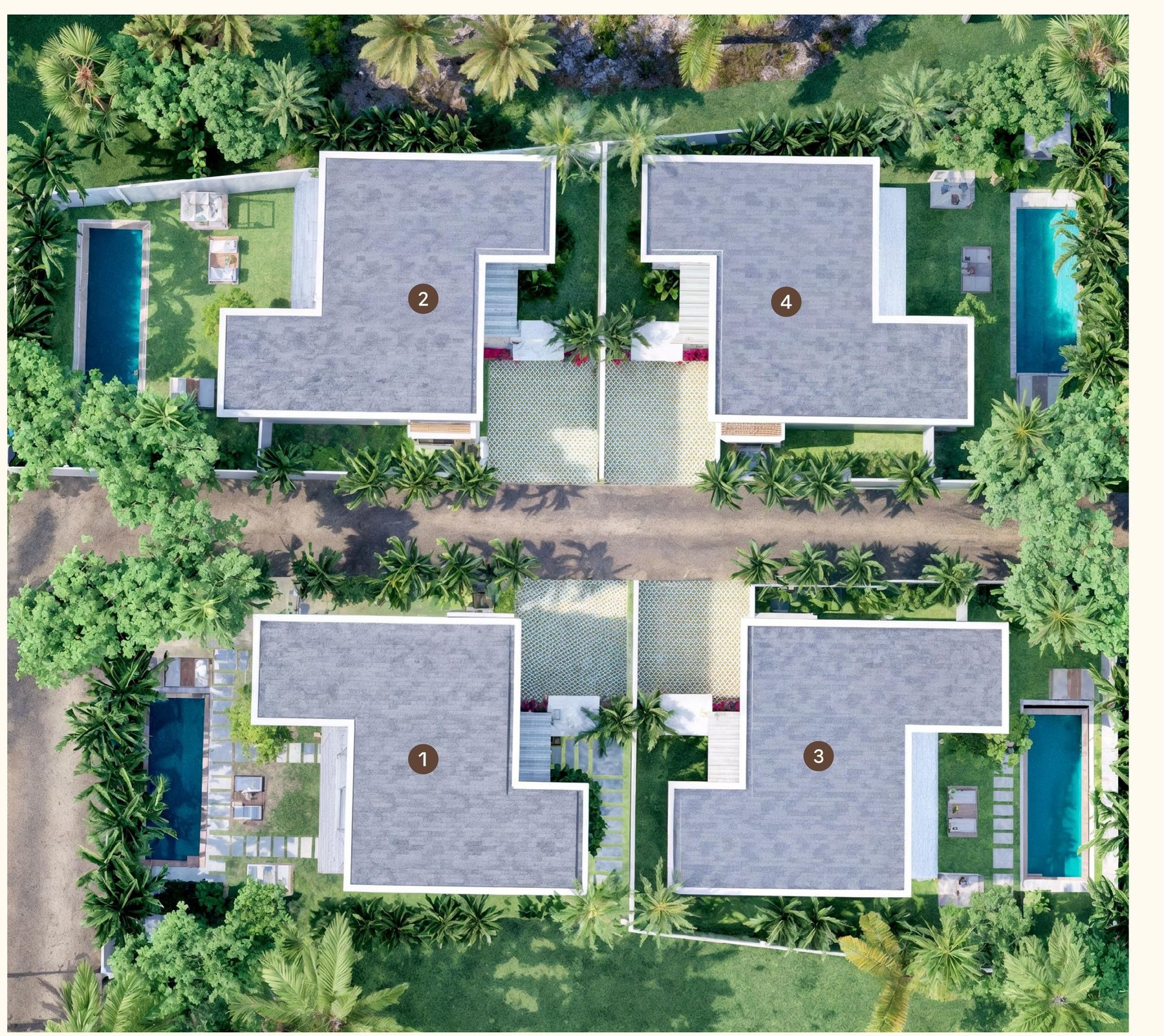 Chandara project layout — four villas in mirrored pairs