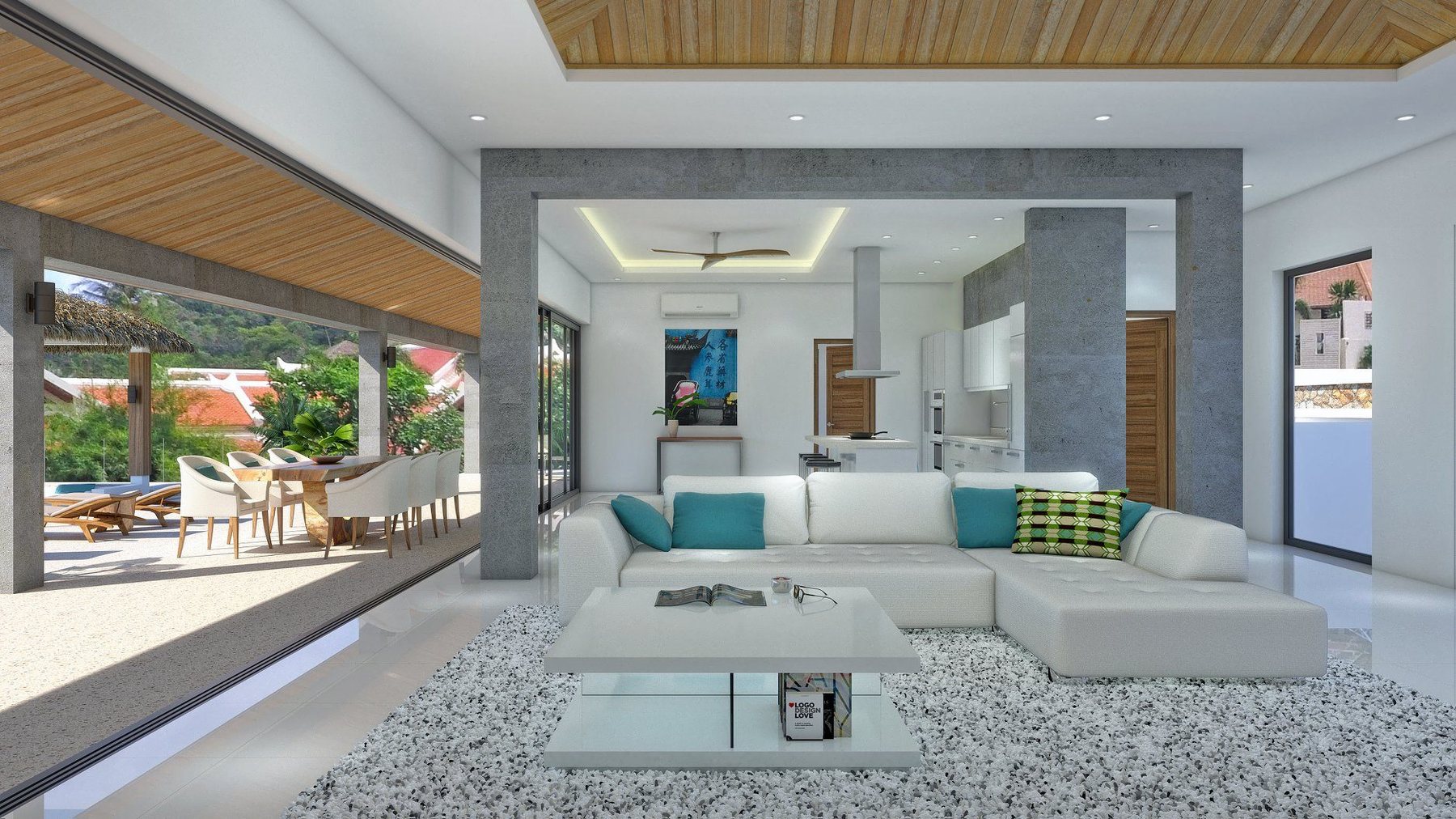 Custom floating bed, master bedroom, Bali